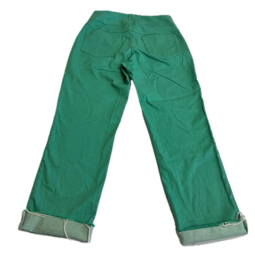 Koshka Mashka Paris Pants Womens 40 FR Green French Raw Hem Retro Straight Leg - Picture 3 of 9